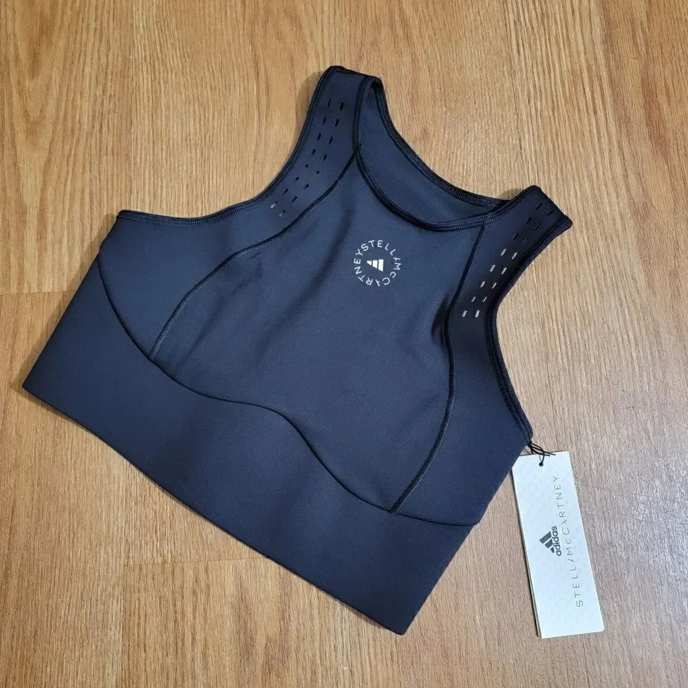 Adidas X Stella McCartney Designer Sports Bra Light Support Black White Mesh New
